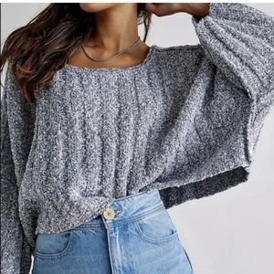 FREE PEOPLE GOOD DAY SWEATER, Pullover Cozy Sweater Charcoal Gray S NEW